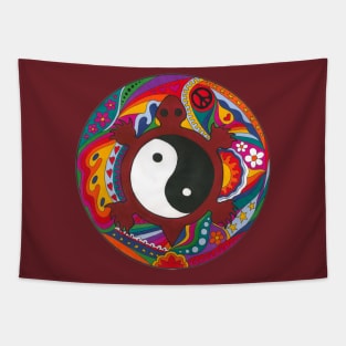 Psychedelic Yin Yang Turtle Tapestry