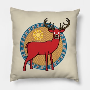 The Regal Red Stag Stands Pillow