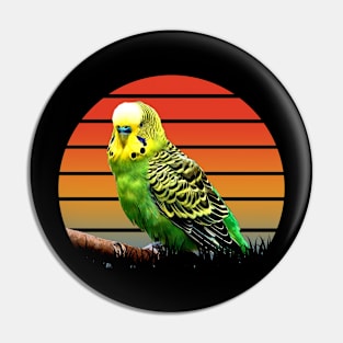 Feathered Flock: Budgies Take Flight on Dynamic T-Shirt Design Pin