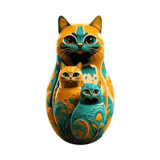 Matryoshka Meow: Colorful Cat Stack T-Shirt