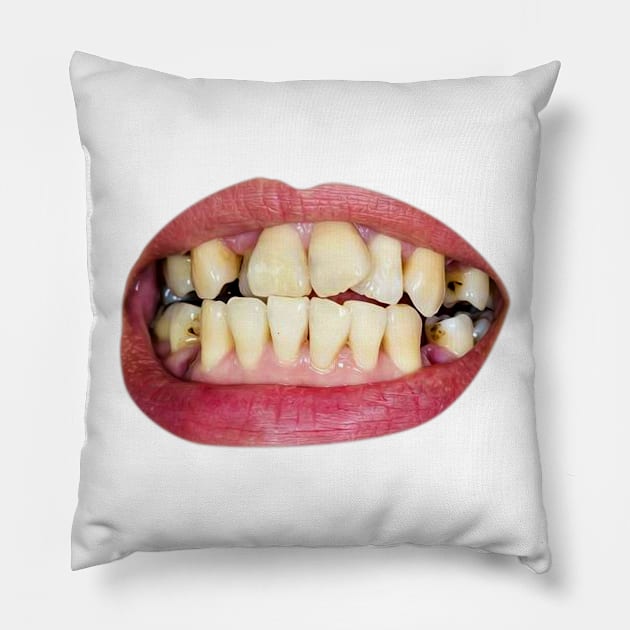 damaged teeth Pillow by Sauher