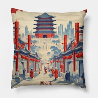 Xi'an China Vintage Travel Retro Tourism Pillow