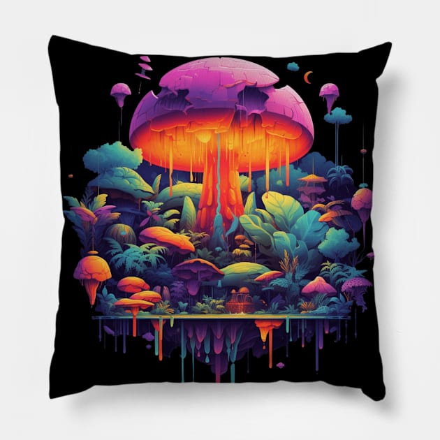 Trippy Mushroom Pillow by Nightarcade