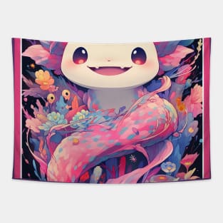 Cute Axolotl Anime Art Design | Cute Animals | Axolotl Hentaii Chibi Kawaii Design Tapestry