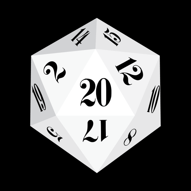 White 20-Sided Dice Design by GorsskyVlogs