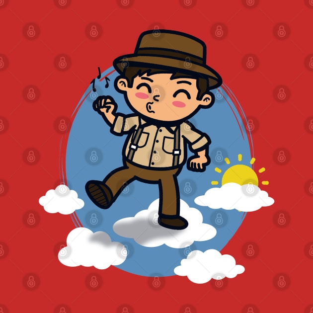 Funny Kawaii Man Walking On Clouds Sunny Heaven Cartoon by BoggsNicolas