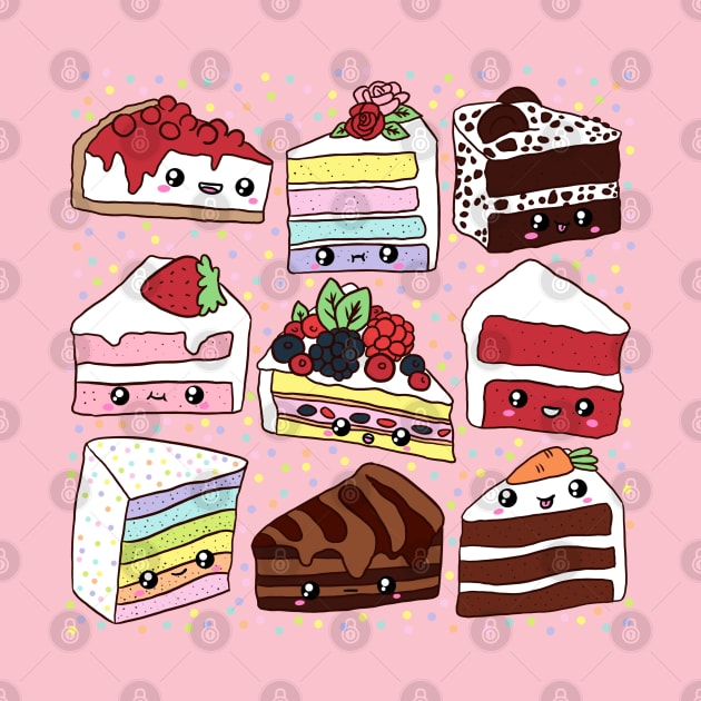 Cute cakes illustration - 9 different cakes kinds by Yarafantasyart