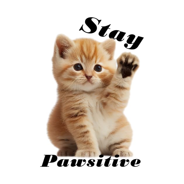 Kitty Says Stay Pawsitive, Cute Kitten Postive Feels by Qtee