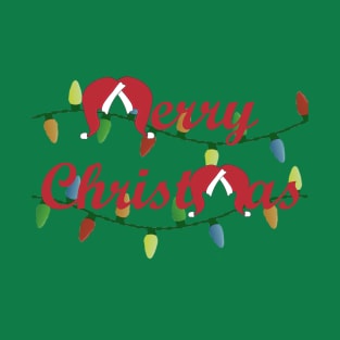 Classic Merry Christmas with Santa Hat M's - Red Font T-Shirt