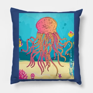 Colorful Luminous Jellyfish Sea Animals Pillow