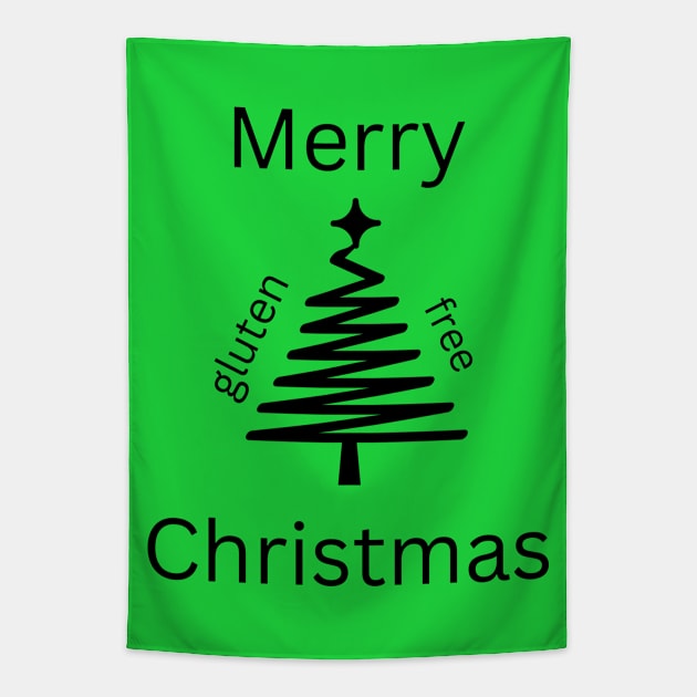 Merry Gluten-Free Christmas Tree Tapestry by MoonOverPines