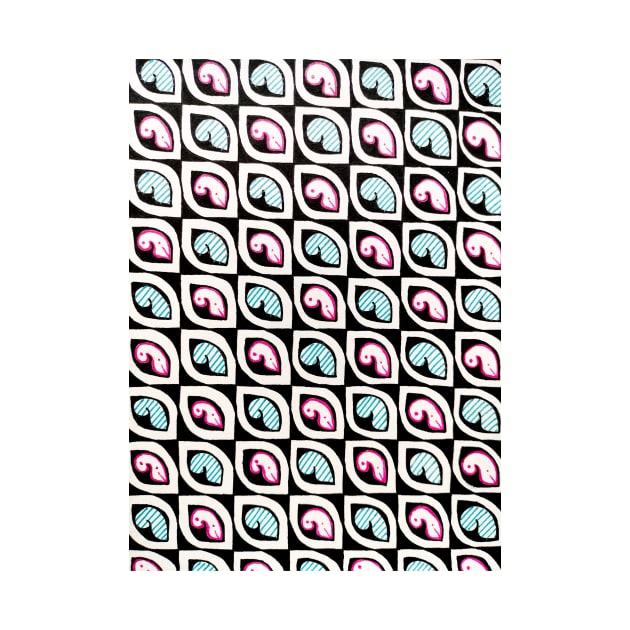 Blue2 and pink pattern drawing art by Mitadoodleart