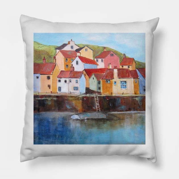 Staithes in May Pillow by bevmorgan