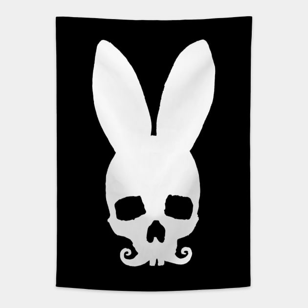 Moustached Rabbit Skull Tapestry by The Fox's Herring