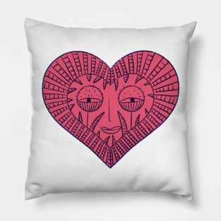 Red face heart on white background Pillow