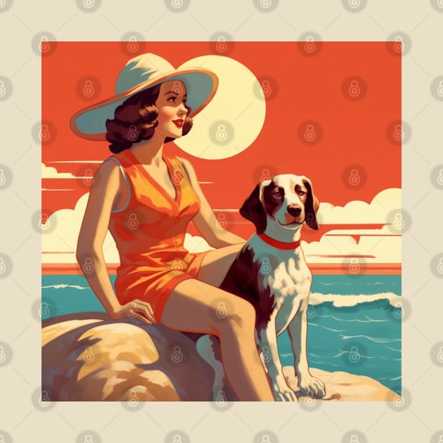 Just A Girl And Her Dog by Retro Travel Design