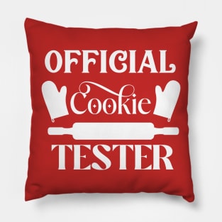 Official cookie tester; Christmas; Xmas; cookies; cookie lover; bake; baking; baker; Christmas baking; baked; pun; funny; cooking; cook; cookies; cute; rolling pin; Pillow
