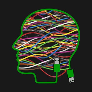 Wireman- Electrical Electronic Theme Human Head Shaped USB and Wire art T-Shirt