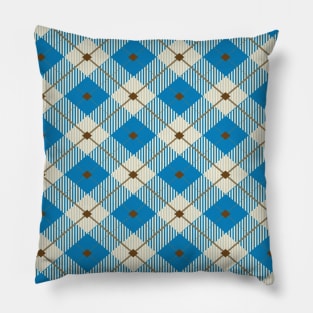 Blue Beige Plaid Pillow