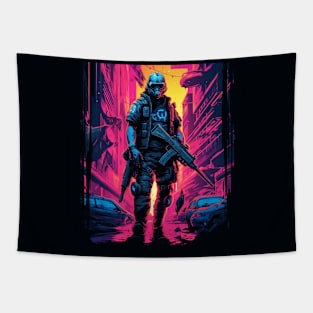 Urban Survivor: Future City Soldier Tapestry