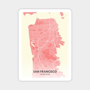 San Francisco City Map Pink & Yellow Magnet