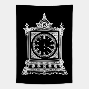 White Vintage Royal Table Clock Tapestry