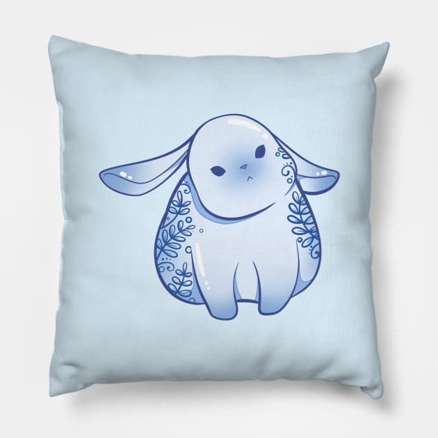 porcelain bunny rabbit confused head tilt Pillow by roschea