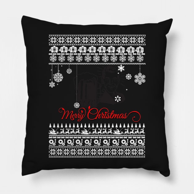 Merry Christmas Beer Pillow by irenaalison