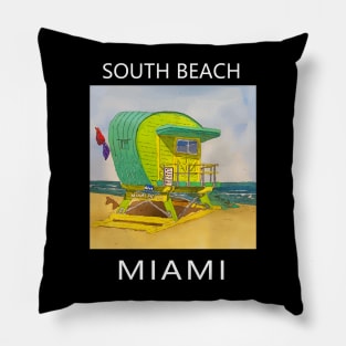 South Beach Lifeguard Tower in Miami Florida - Welshdesigns Pillow