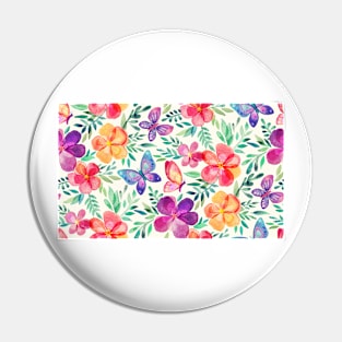 Summer Blooms & Butterflies on cream Pin