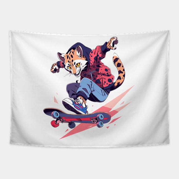 leopard skater Tapestry by skatermoment