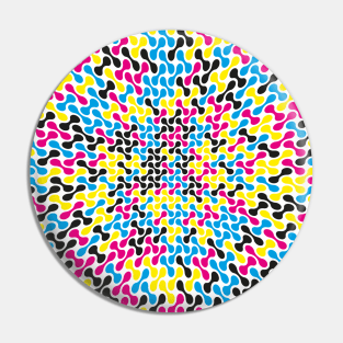 CMYK Warped Metaballs Pattern (White) Pin