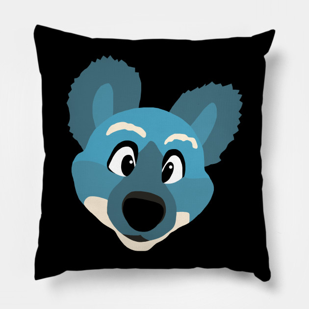 blue furry pillow