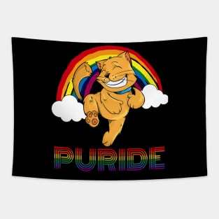 Puride Funny Cat Gay Pride Shirt for LGBTQ Community Tapestry