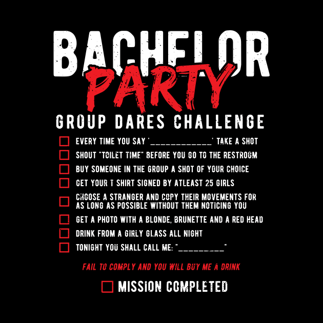 Bachelor Party Group Dares Challenge by Designs By Jnk5