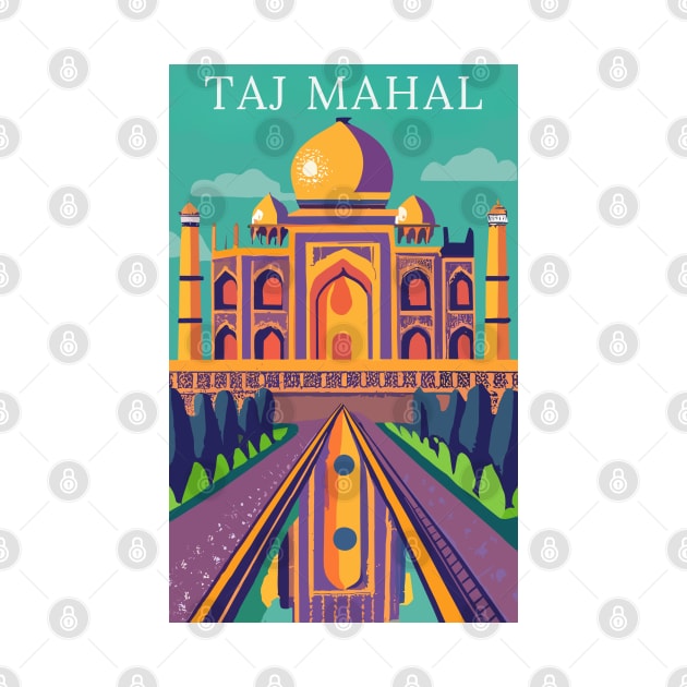 A Vintage Travel Art of the Taj Mahal in Agra - India by goodoldvintage