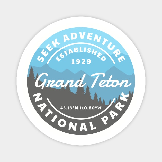 Grand Teton National Park Retro Magnet by roamfree