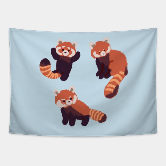 Three cute red pandas Tapestry by Mayarart