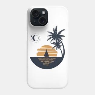 Sunset On Beach. Summer Time. Creative Illustration Phone Case