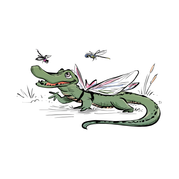 Dragonfly Gator (Color) by Jason's Doodles