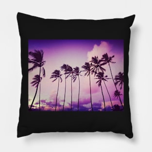 Purple Sunset Palms Pillow