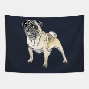 angry dog fawn pug breed Tapestry