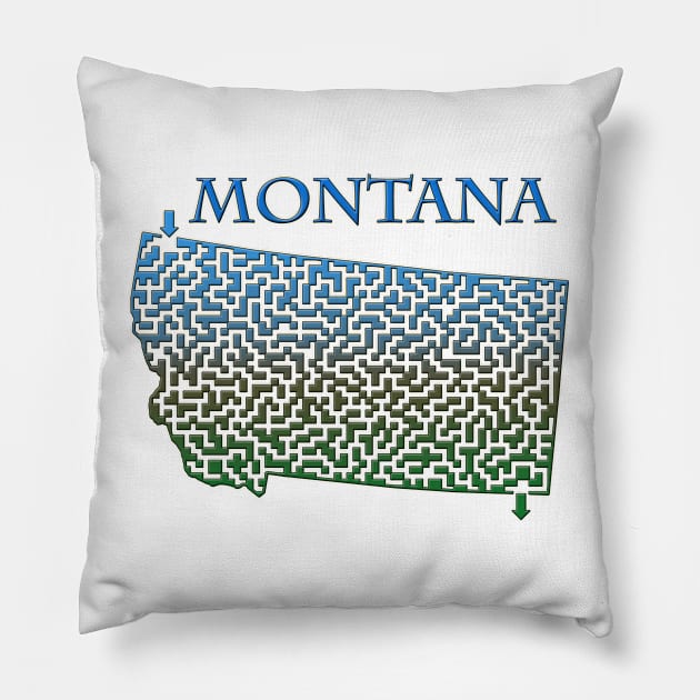 State of Montana Colorful Maze Pillow by gorff