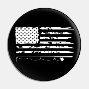 America flag and fishing rod Pin