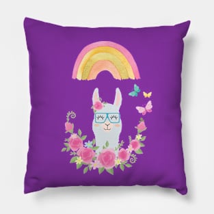 Sweet Llama with the Rainbow Pillow