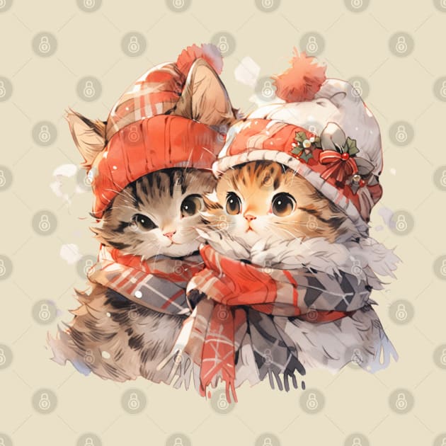 Cute Christmas Cats Winter Hats by nekopaffu