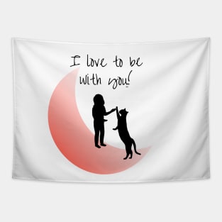 KITTY CAT, I LOVE TO BE WITH YOU. Moon Kitten Tapestry