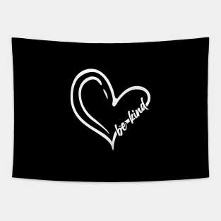 Be Kind Modern Script Heart Shape Minimal Art Of Positivity Tapestry