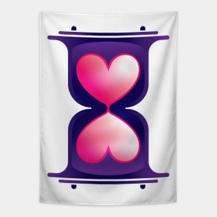 Hourglass Pink Hearts Love Time Tapestry