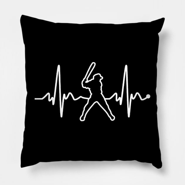 Fastpitch Softball EKG Heartrate Heartbeat Line softball hitter Pillow by TeeCreations